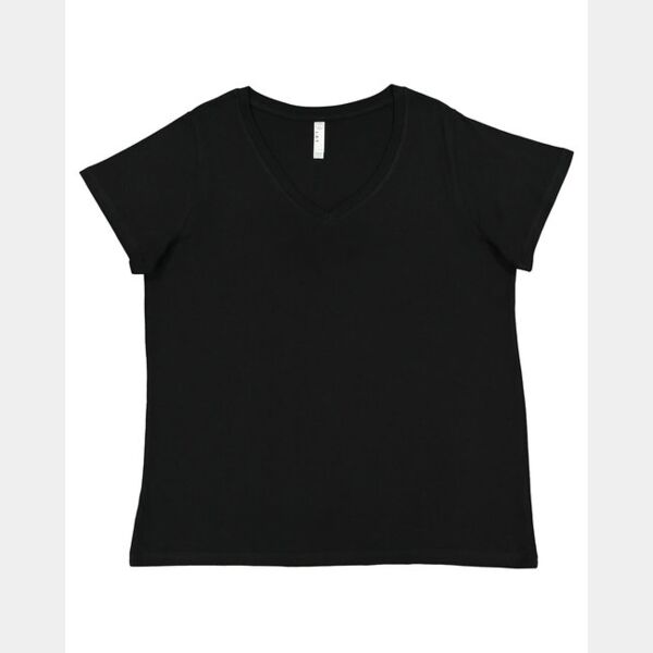 Ladies' Curvy V-Neck Fine Jersey T-Shirt Thumbnail