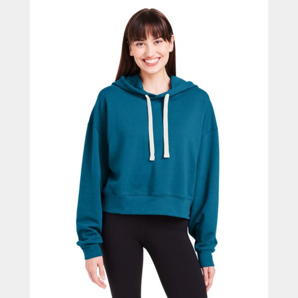 Ladies' Vintage Oversized Cropped Hooded Sweatshirt Thumbnail