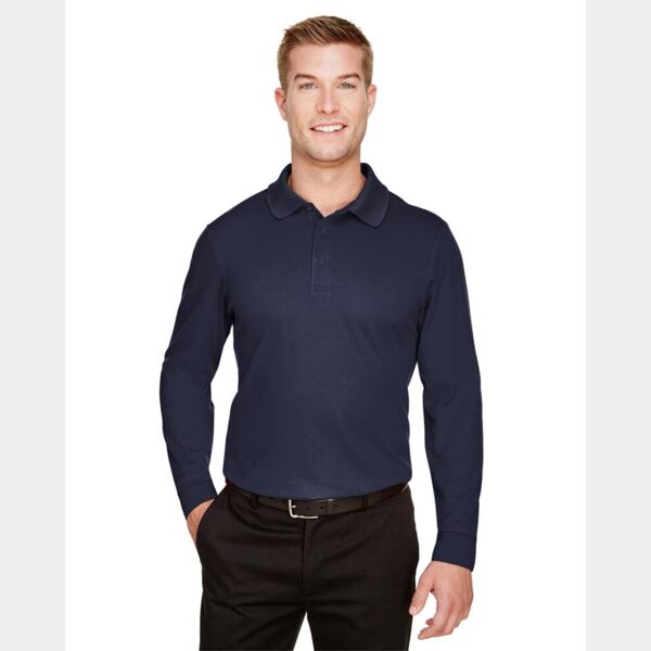 Men's CrownLux Performance® Plaited Long Sleeve Polo Thumbnail