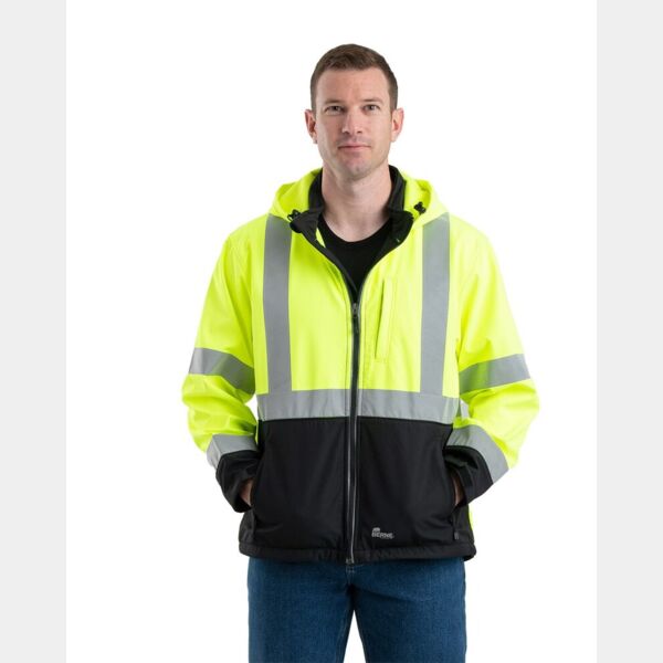 Men's Hi-Vis Class 3 Hooded Soft Shell Jacket Thumbnail