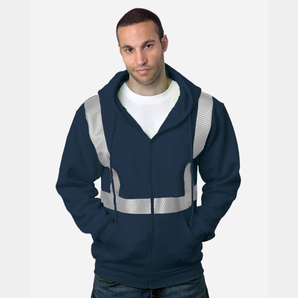 USA-Made Hi-Visibility Full-Zip Hooded Sweatshirt - Segmented Tape Thumbnail