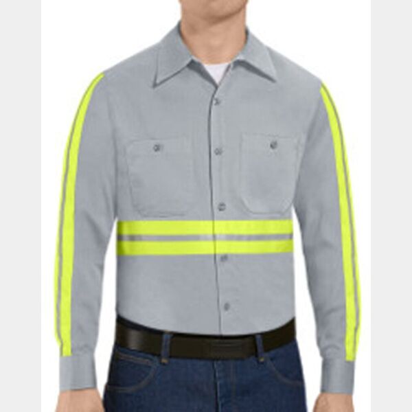 Men's Tall Enhanced Visibility Long Sleeve Cotton Work Shirt Thumbnail