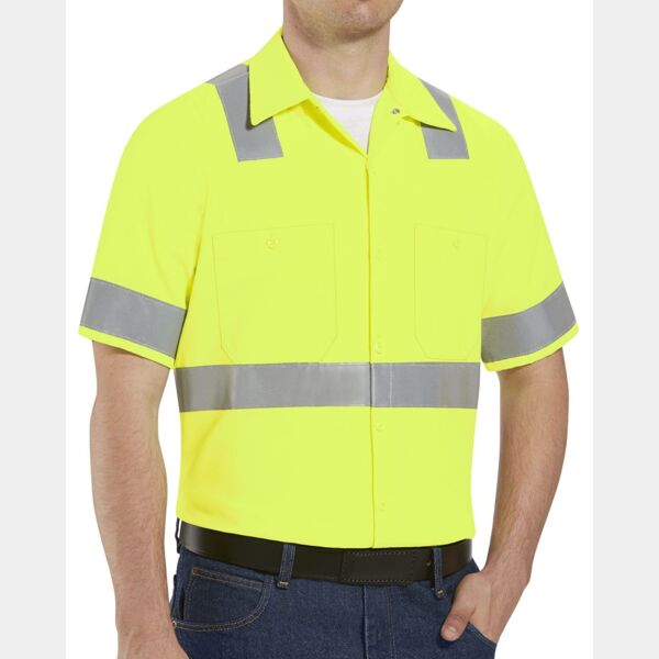 Men's Tall High Visibility Safety Short Sleeve Work Shirt Thumbnail