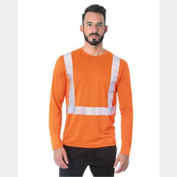 Unisex USA-Made Hi-Visibility Long Sleeve Performance T-Shirt - Segmented Tape Thumbnail