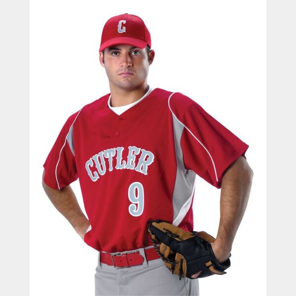 Youth Two Button Henley Baseball Jersey Thumbnail