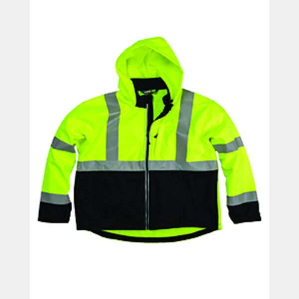 Men's Hi-Vis Class 3 Hooded Softshell Jacket Thumbnail