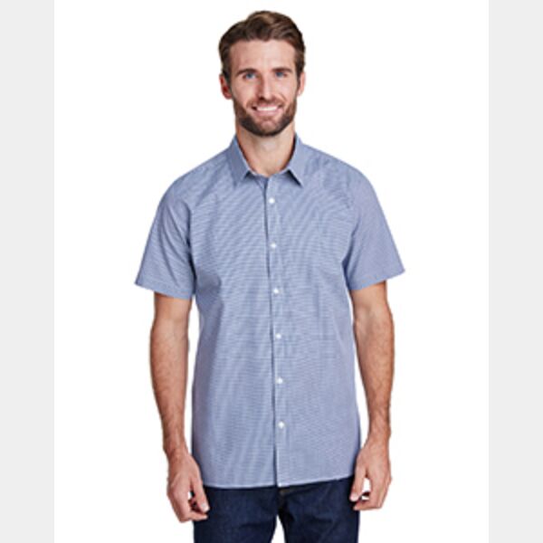 Men's Microcheck Gingham Short-Sleeve Cotton Shirt Thumbnail