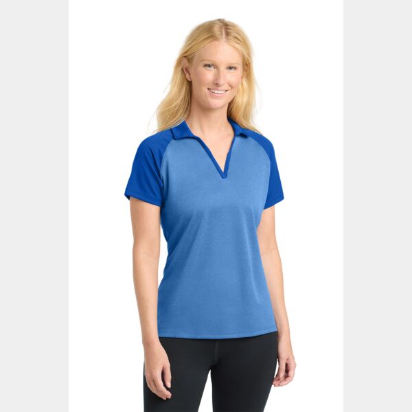 ® Ladies PosiCharge ® RacerMesh ® Raglan Heather Block Polo Thumbnail